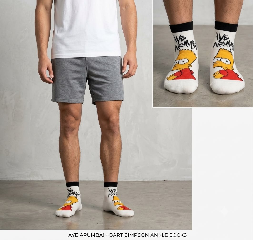 Bart Simpson “Aye Carumba!” Cartoon Ankle Socks – Funny Animated Character Casual Socks - Image 4