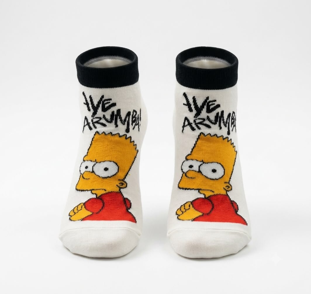 Bart Simpson “Aye Carumba!” Cartoon Ankle Socks – Funny Animated Character Casual Socks - Image 3