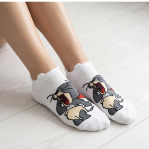 Funny Tom & Jerry Cartoon Character Ankle Socks – Soft Breathable White Casual Socks